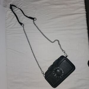 Chic Black Crossbody Bag with Chain Strap